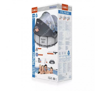 5619N BestWay Каркасный бассейн круглый, 366х100см+фильтрнасос, лестница, навес