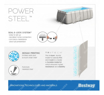 56441 Каркасный бассейн прямоугольный BestWay, 404х201х100см, фильтр-насос картр 2006 л/ч