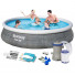Bestway 57376 Бассейн надувной Fast Set, 396 x 84 см, фильтр-насос, картридж
